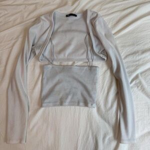 Zara Long Sleeve Crop Top Set